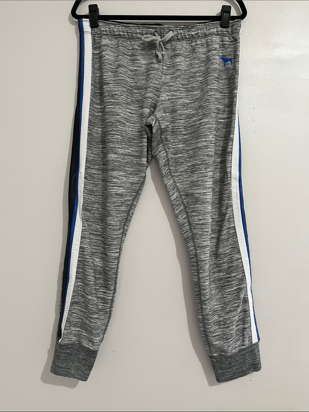 FLAW Victoria’s Secret Pink Gym Pants Gray with Blue Accent L women’s Pull on